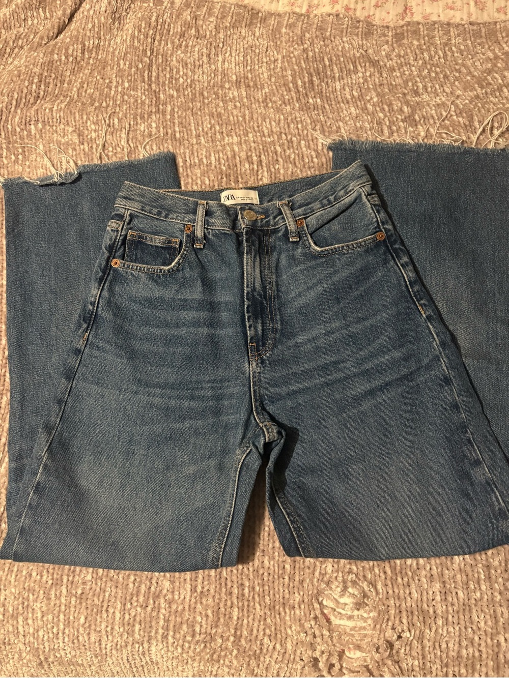 Zara Medium Wash High-Rise Straight Jeans